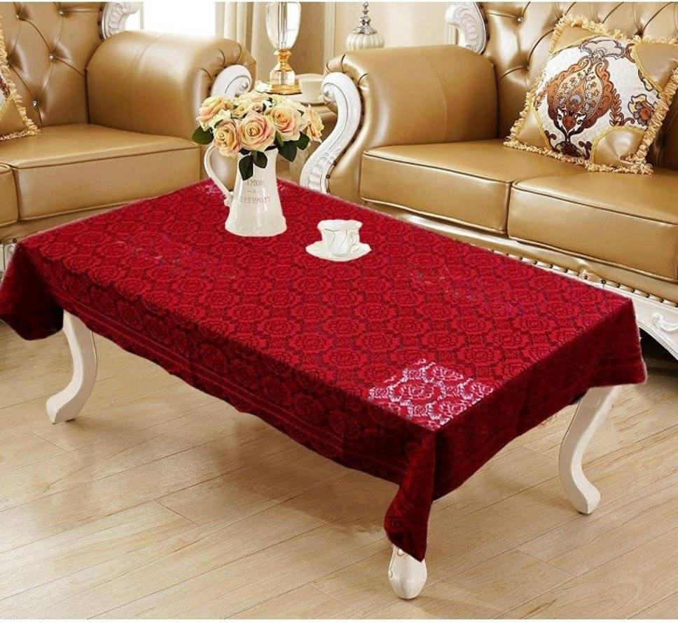     			DPA Collection Printed Cotton 4 Seater Rectangle Table Cover ( 152 x 102 ) cm Pack of 1 Red