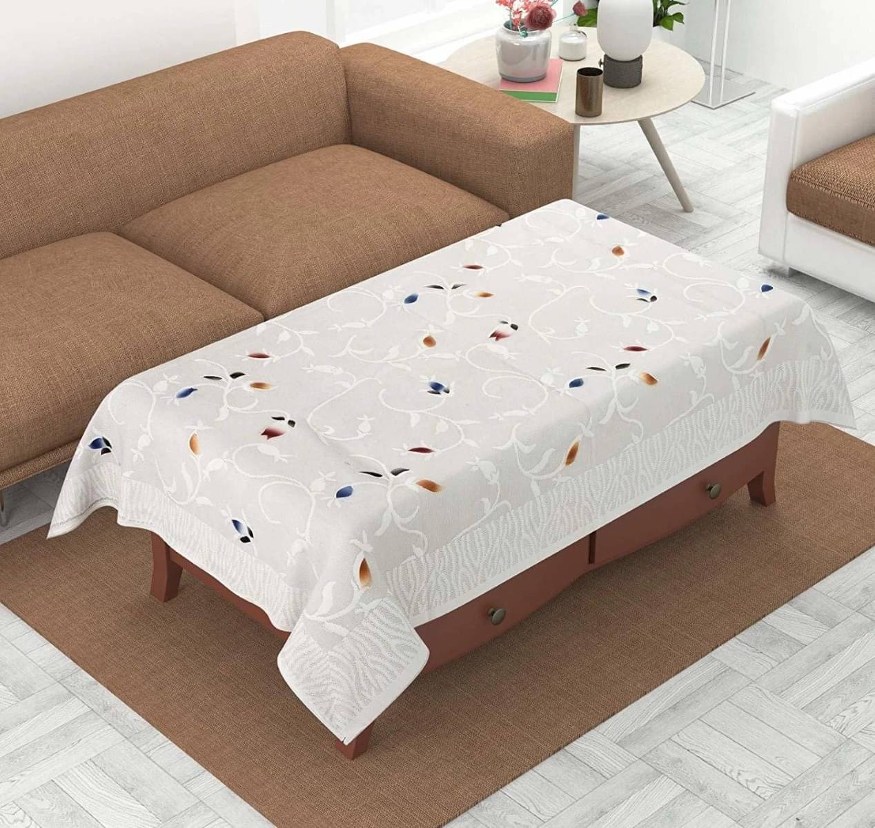 DPA Collection Printed Cotton 4 Seater Rectangle Table Cover ( 122 x 122 ) cm Pack of 1 White     			DPA Collection Printed Cotton 4 Seater Rectangle Table Cover ( 122 x 122 ) cm Pack of 1 White
