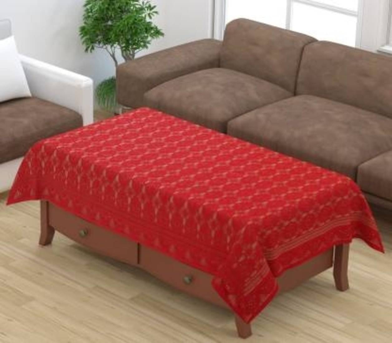 DPA Collection Printed Cotton 4 Seater Rectangle Table Cover ( 122 x 122 ) cm Pack of 1 Maroon     			DPA Collection Printed Cotton 4 Seater Rectangle Table Cover ( 122 x 122 ) cm Pack of 1 Maroon