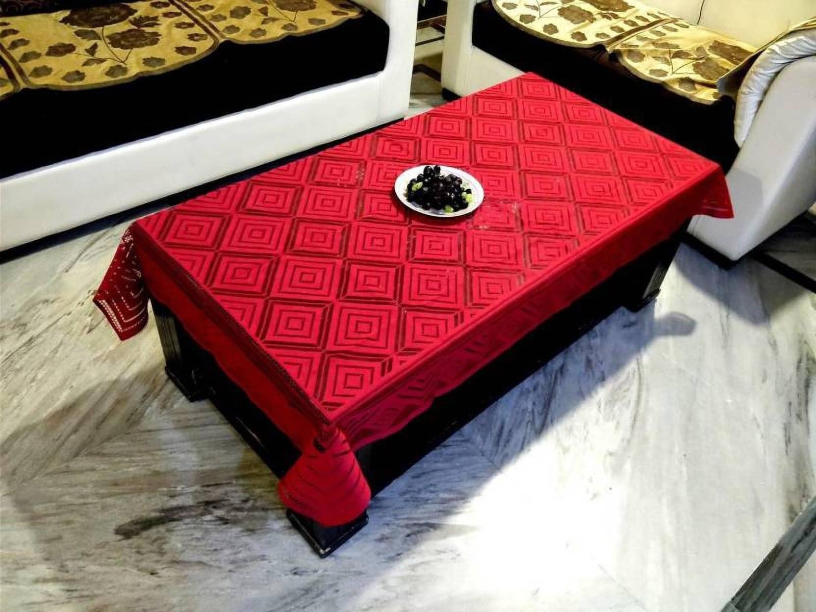     			DPA Collection Printed Cotton 4 Seater Rectangle Table Cover ( 152 x 102 ) cm Pack of 1 Maroon