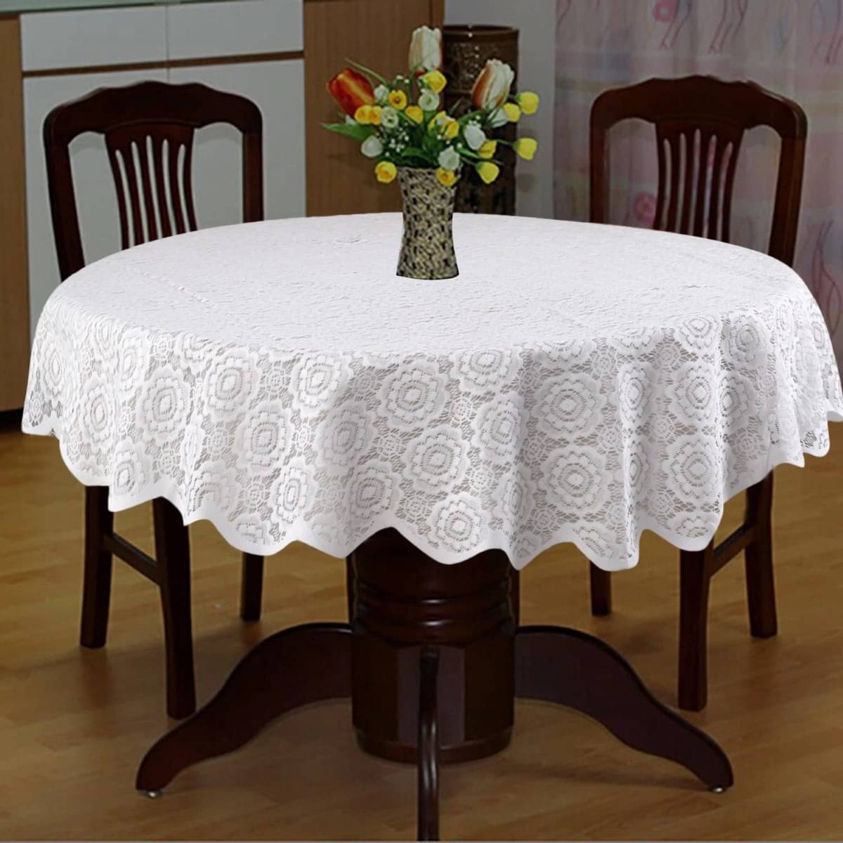 DPA Collection Printed Cotton 4 Seater Rectangle Table Cover ( 152 x 152 ) cm Pack of 1 White DPA Collection Printed Cotton 4 Seater Rectangle Table Cover ( 152 x 152 ) cm Pack of 1 White