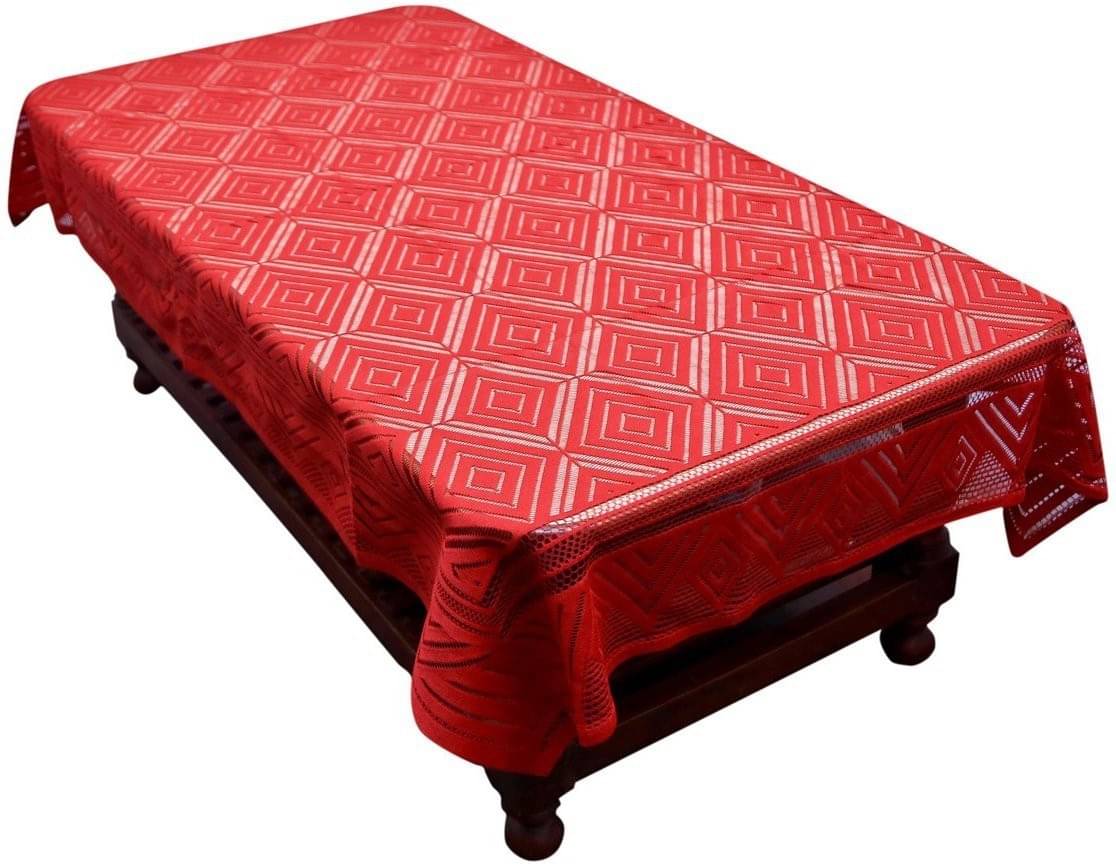     			DPA Collection Printed Cotton 4 Seater Rectangle Table Cover ( 122 x 122 ) cm Pack of 1 Maroon