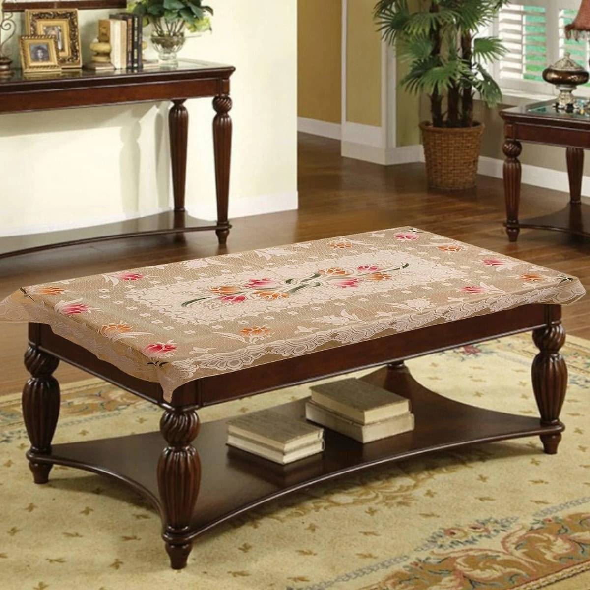     			DPA Collection Printed Cotton 4 Seater Rectangle Table Cover ( 152 x 102 ) cm Pack of 1 Beige