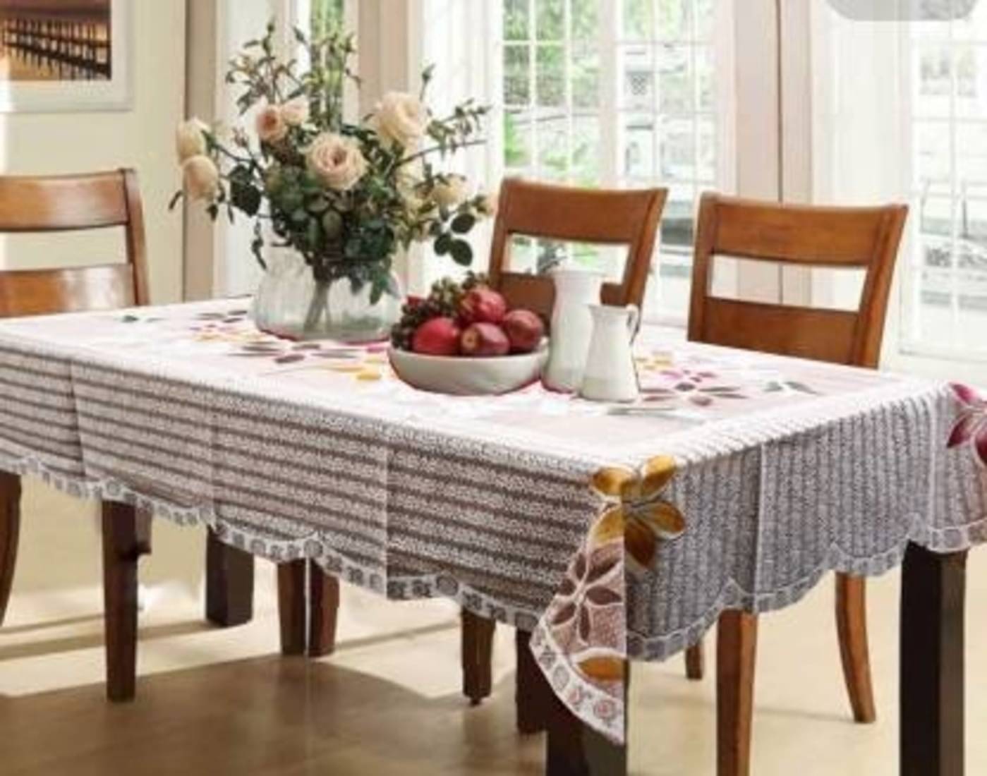     			DPA Collection Printed Cotton 6 Seater Rectangle Table Cover ( 229 x 152 ) cm Pack of 1 Brown
