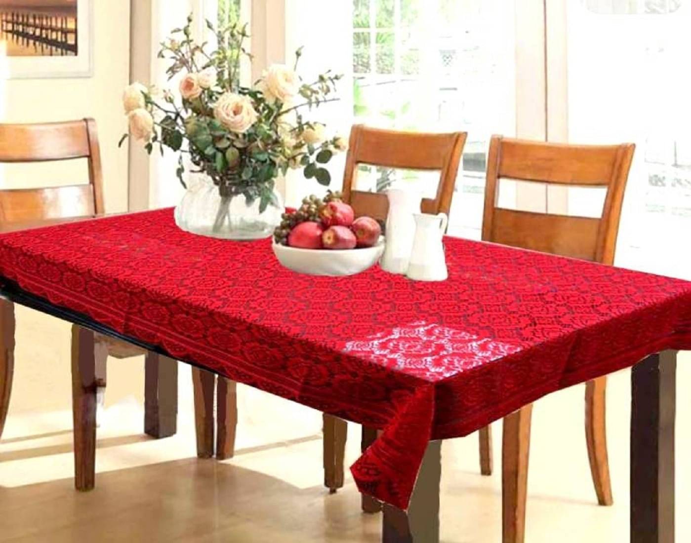     			DPA Collection Printed Cotton 6 Seater Rectangle Table Cover ( 229 x 152 ) cm Pack of 1 Maroon