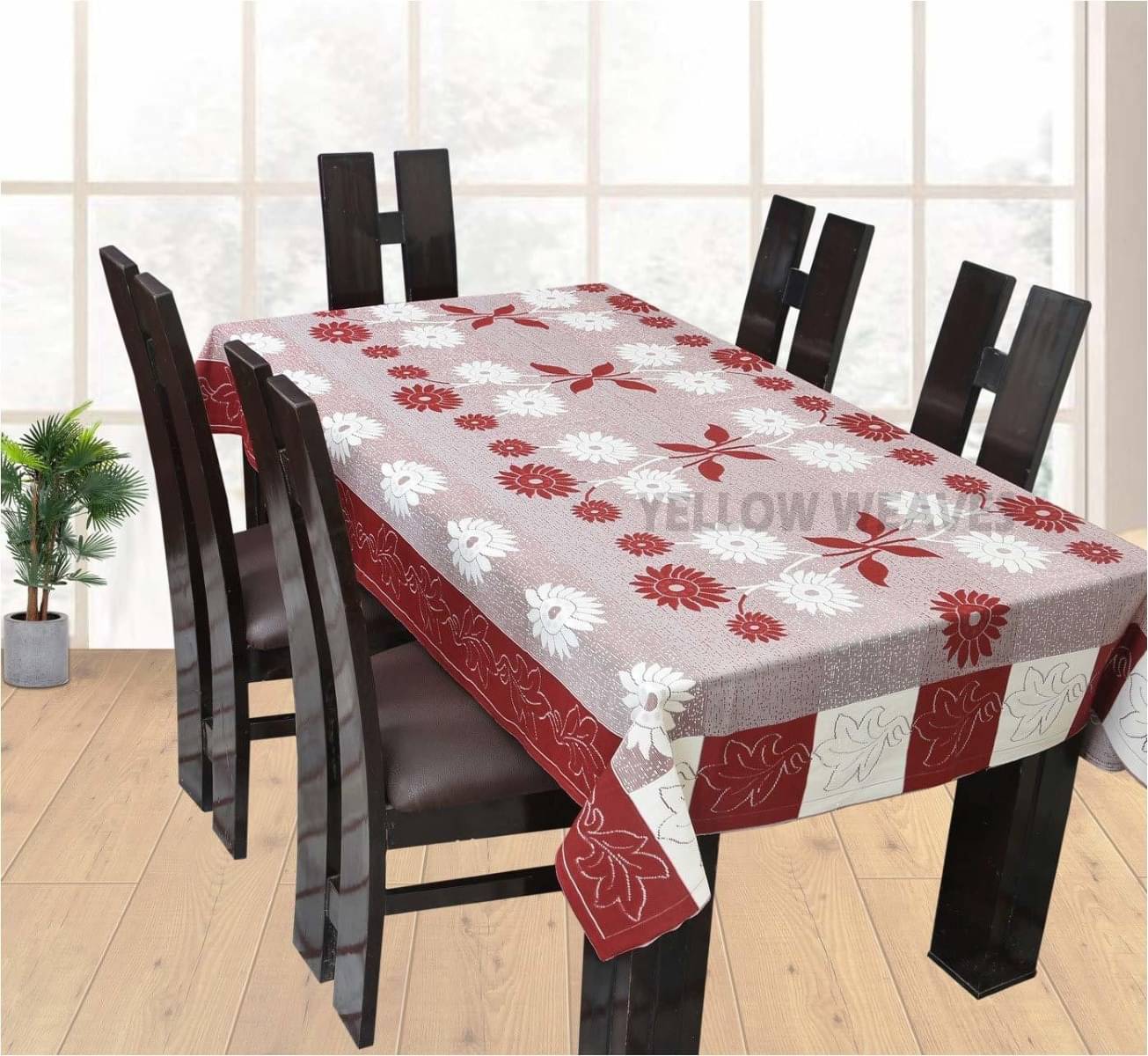 DPA Collection Printed Cotton 6 Seater Rectangle Table Cover ( 229 x 152 ) cm Pack of 1 Maroon DPA Collection Printed Cotton 6 Seater Rectangle Table Cover ( 229 x 152 ) cm Pack of 1 Maroon