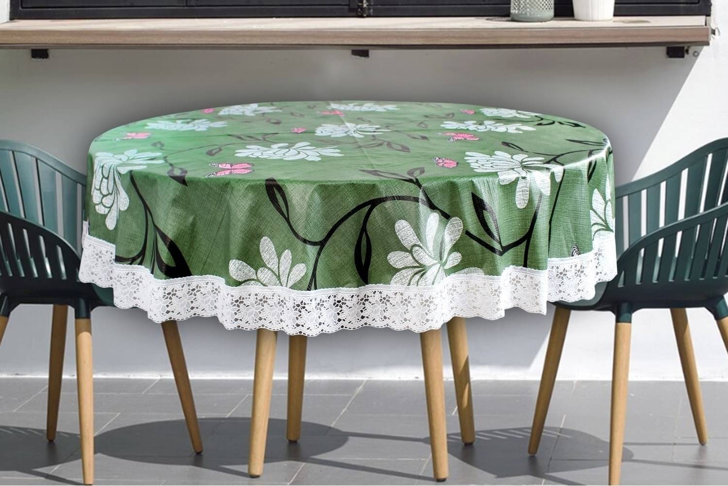 DPA Collection Printed PVC 2 Seater Round Table Cover ( 152 x 152 ) cm Pack of 1 Green DPA Collection Printed PVC 2 Seater Round Table Cover ( 152 x 152 ) cm Pack of 1 Green
