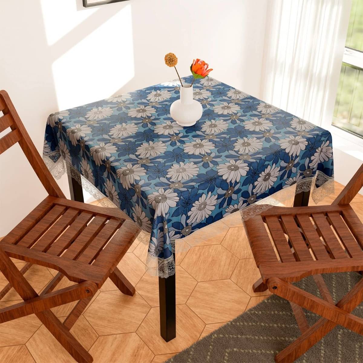 DPA Collection Printed PVC 4 Seater Rectangle Table Cover ( 122 x 122 ) cm Pack of 1 Blue DPA Collection Printed PVC 4 Seater Rectangle Table Cover ( 122 x 122 ) cm Pack of 1 Blue