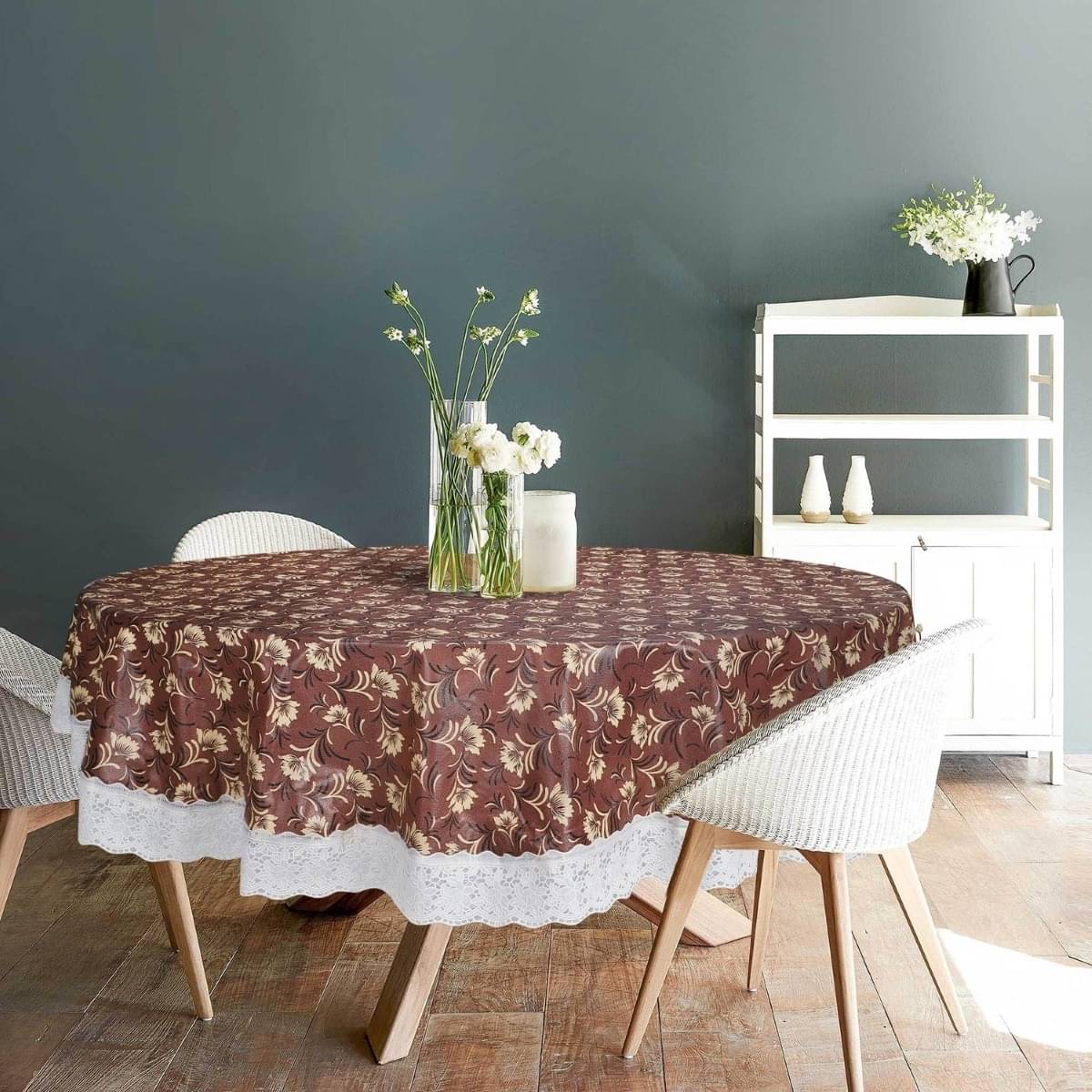 DPA Collection Printed PVC 4 Seater Round Table Cover ( 152 x 152 ) cm Pack of 1 Brown DPA Collection Printed PVC 4 Seater Round Table Cover ( 152 x 152 ) cm Pack of 1 Brown