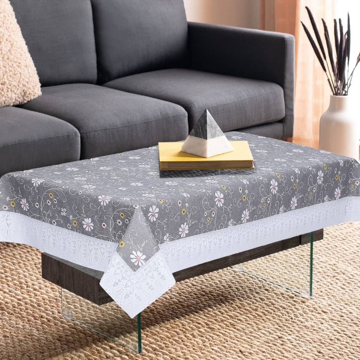 DPA Collection Printed PVC 4 Seater Rectangle Table Cover ( 152 x 102 ) cm Pack of 1 Gray DPA Collection Printed PVC 4 Seater Rectangle Table Cover ( 152 x 102 ) cm Pack of 1 Gray