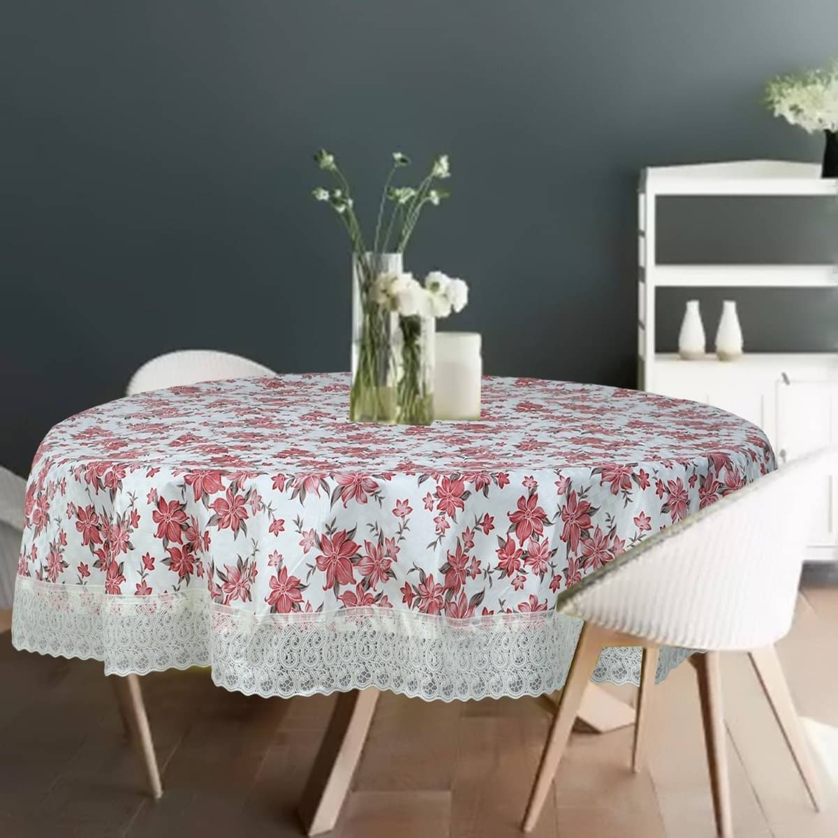     			DPA Collection Printed PVC 4 Seater Round Table Cover ( 152 x 152 ) cm Pack of 1 Pink