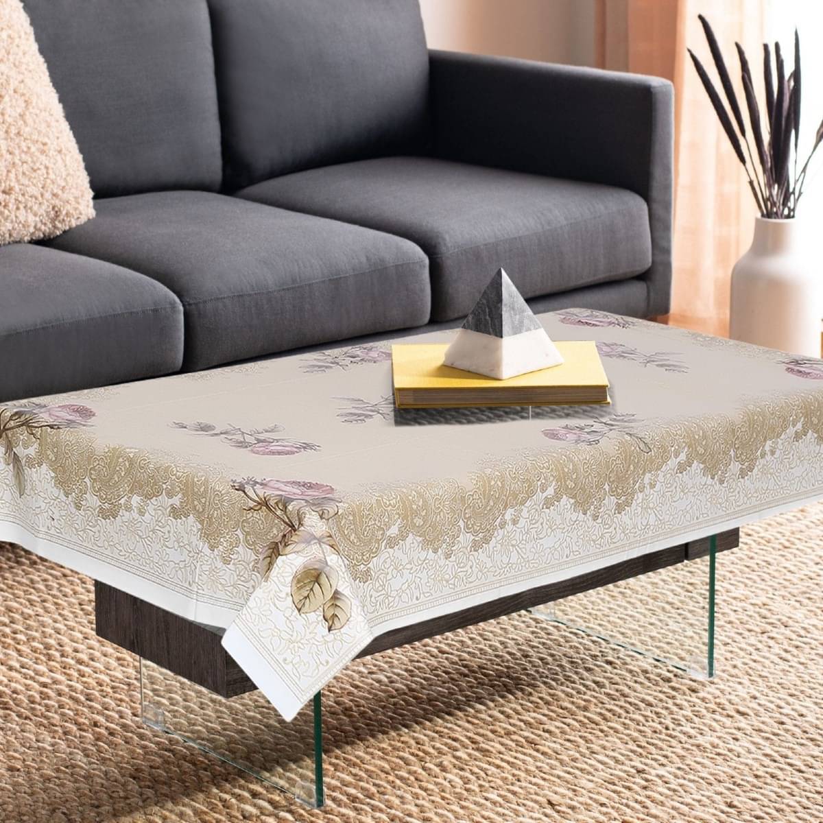     			DPA Collection Printed PVC 4 Seater Rectangle Table Cover ( 152 x 102 ) cm Pack of 1 Beige