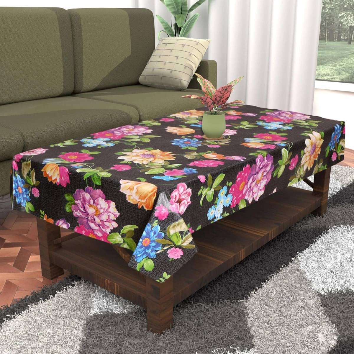 DPA Collection Printed PVC 4 Seater Rectangle Table Cover ( 137 x 91 ) cm Pack of 1 Black DPA Collection Printed PVC 4 Seater Rectangle Table Cover ( 137 x 91 ) cm Pack of 1 Black