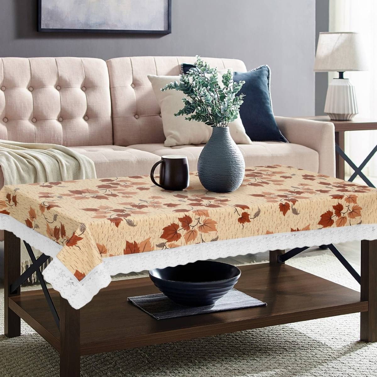     			DPA Collection Printed PVC 4 Seater Rectangle Table Cover ( 152 x 102 ) cm Pack of 1 Brown
