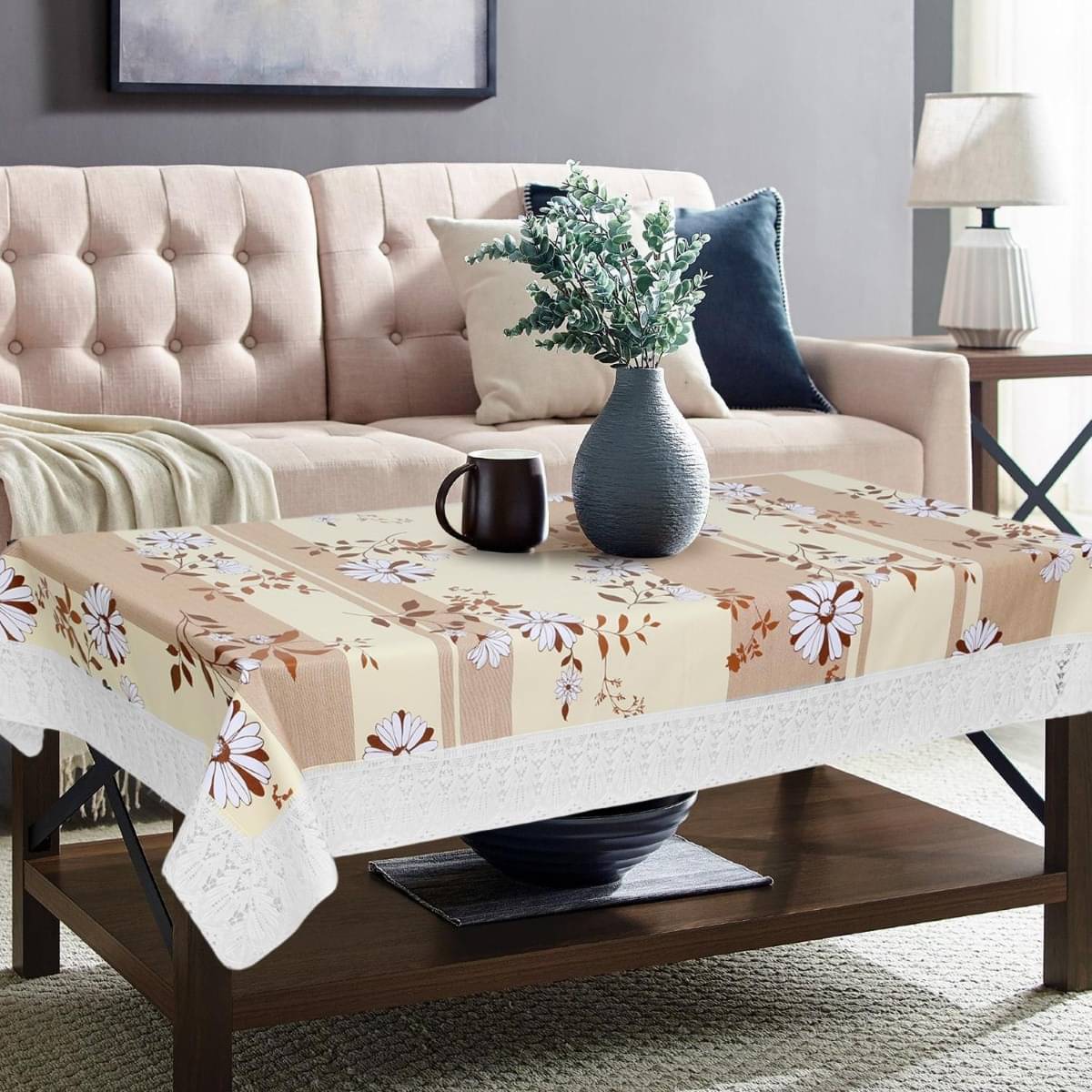 DPA Collection Printed PVC 4 Seater Rectangle Table Cover ( 122 x 122 ) cm Pack of 1 Beige     			DPA Collection Printed PVC 4 Seater Rectangle Table Cover ( 122 x 122 ) cm Pack of 1 Beige