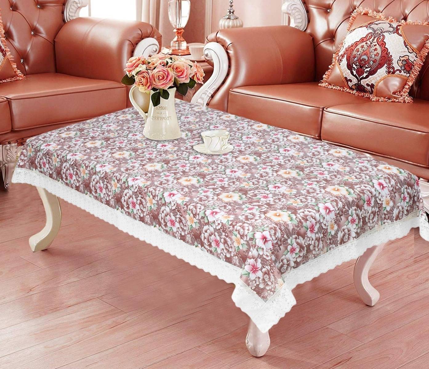     			DPA Collection Printed PVC 4 Seater Rectangle Table Cover ( 152 x 102 ) cm Pack of 1 Brown