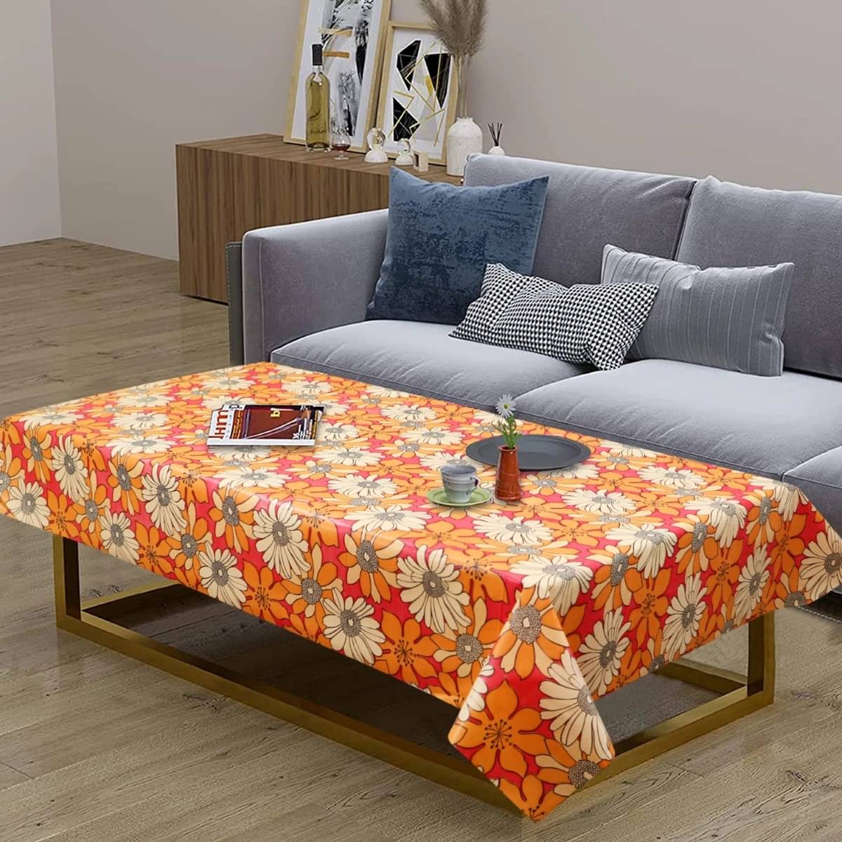 DPA Collection Printed PVC 4 Seater Rectangle Table Cover ( 137 x 91 ) cm Pack of 1 Orange DPA Collection Printed PVC 4 Seater Rectangle Table Cover ( 137 x 91 ) cm Pack of 1 Orange