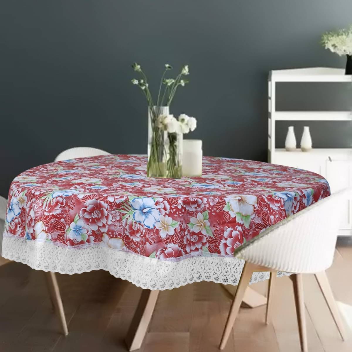     			DPA Collection Printed PVC 4 Seater Round Table Cover ( 152 x 152 ) cm Pack of 1 Pink