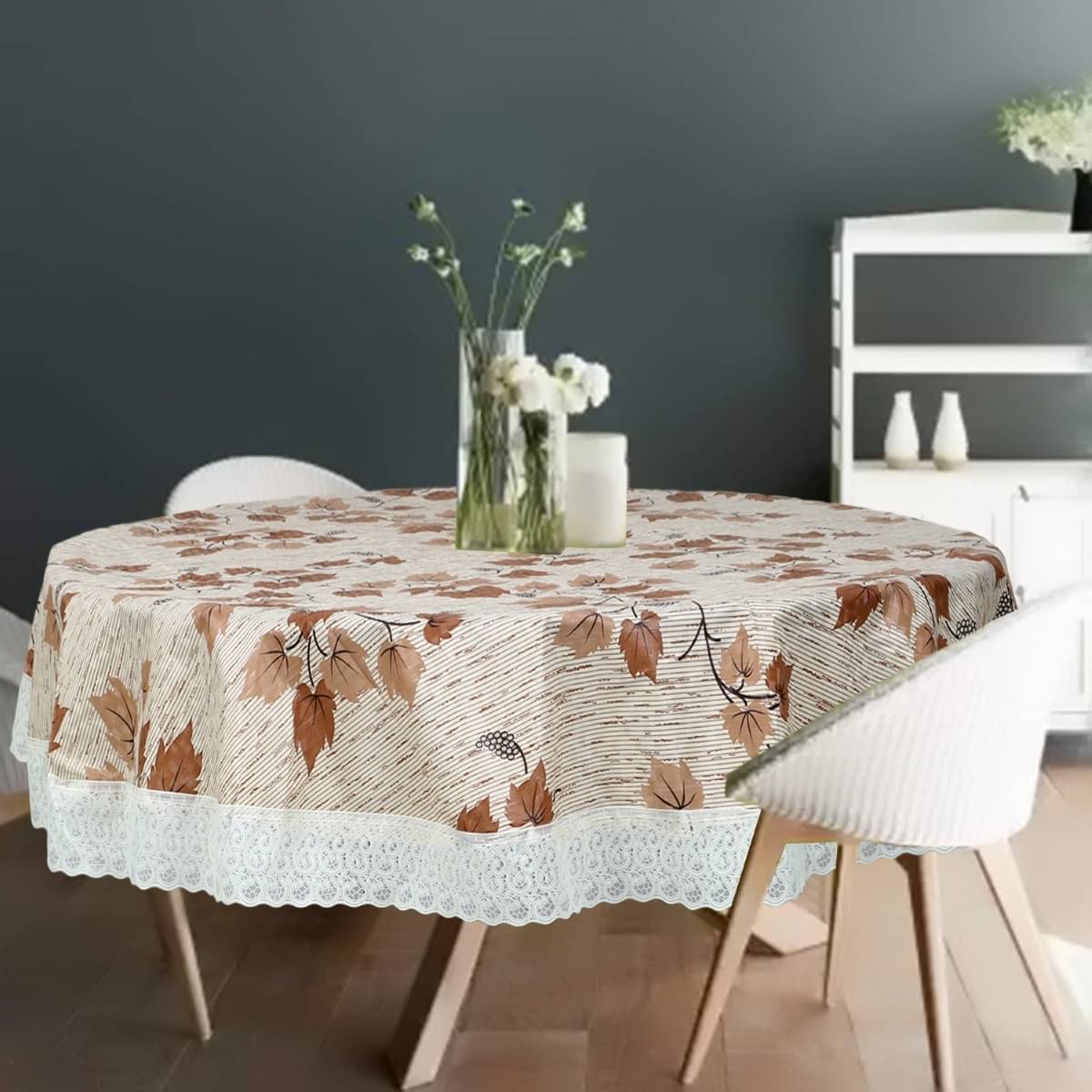 DPA Collection Printed PVC 4 Seater Round Table Cover ( 152 x 152 ) cm Pack of 1 Beige DPA Collection Printed PVC 4 Seater Round Table Cover ( 152 x 152 ) cm Pack of 1 Beige