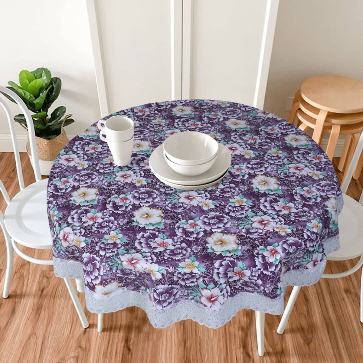 DPA Collection Printed PVC 4 Seater Round Table Cover ( 152 x 152 ) cm Pack of 1 Purple DPA Collection Printed PVC 4 Seater Round Table Cover ( 152 x 152 ) cm Pack of 1 Purple