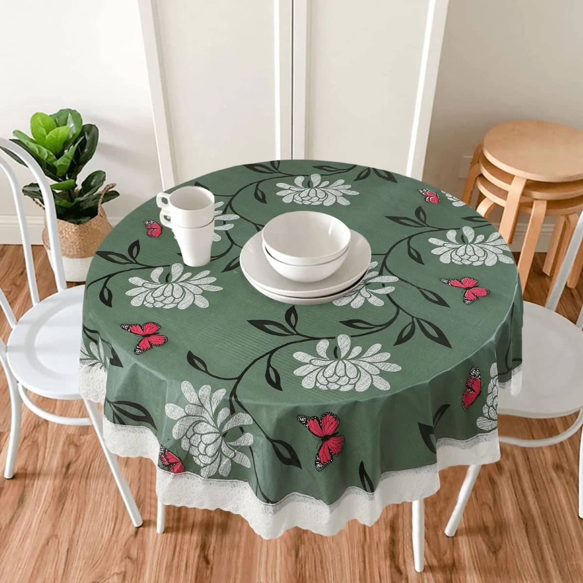 DPA Collection Printed PVC 4 Seater Round Table Cover ( 152 x 152 ) cm Pack of 1 Green DPA Collection Printed PVC 4 Seater Round Table Cover ( 152 x 152 ) cm Pack of 1 Green