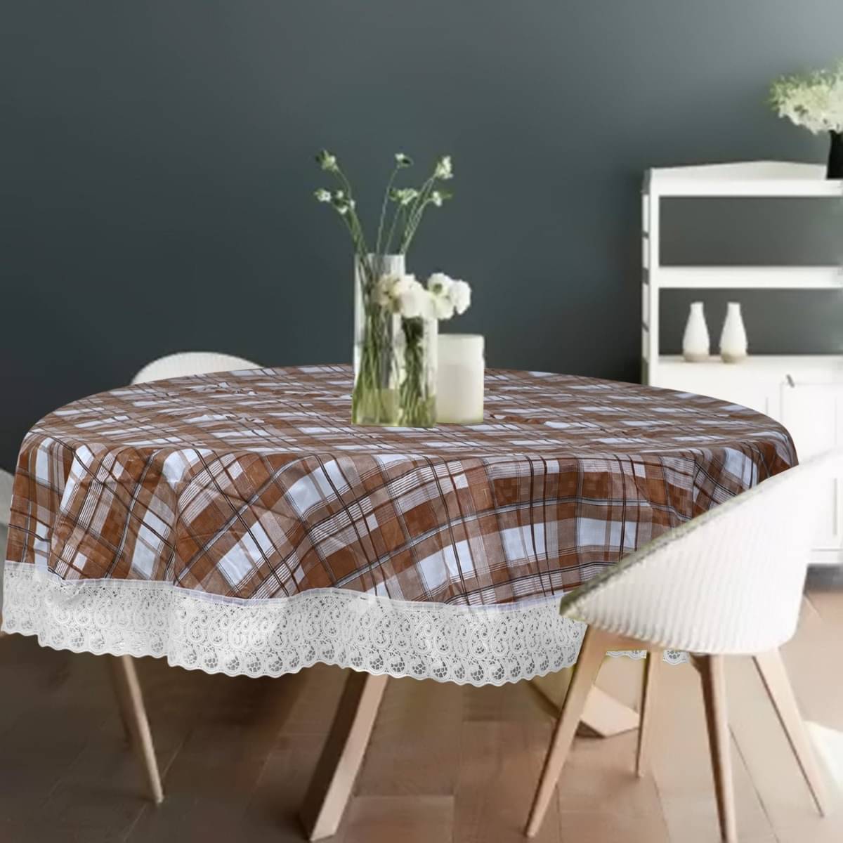     			DPA Collection Printed PVC 4 Seater Rectangle Table Cover ( 152 x 152 ) cm Pack of 1 Brown