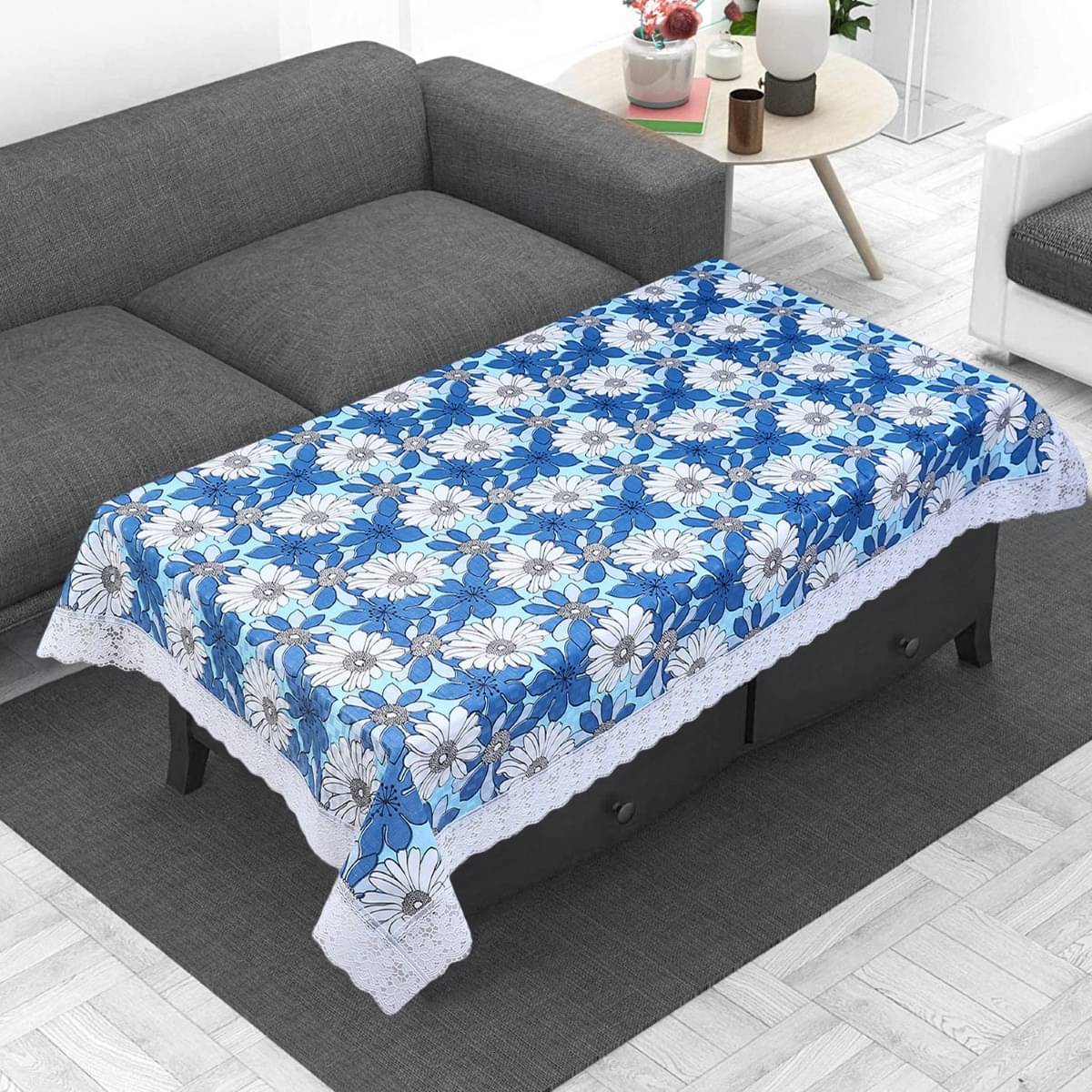 DPA Collection Printed PVC 4 Seater Rectangle Table Cover ( 122 x 122 ) cm Pack of 1 Blue DPA Collection Printed PVC 4 Seater Rectangle Table Cover ( 122 x 122 ) cm Pack of 1 Blue