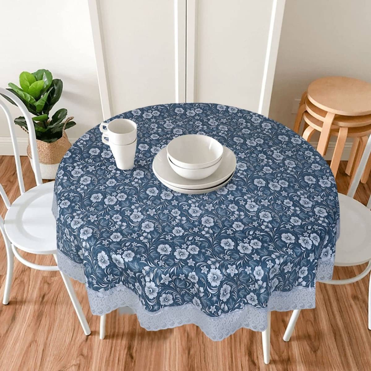     			DPA Collection Printed PVC 4 Seater Rectangle Table Cover ( 152 x 152 ) cm Pack of 1 Blue