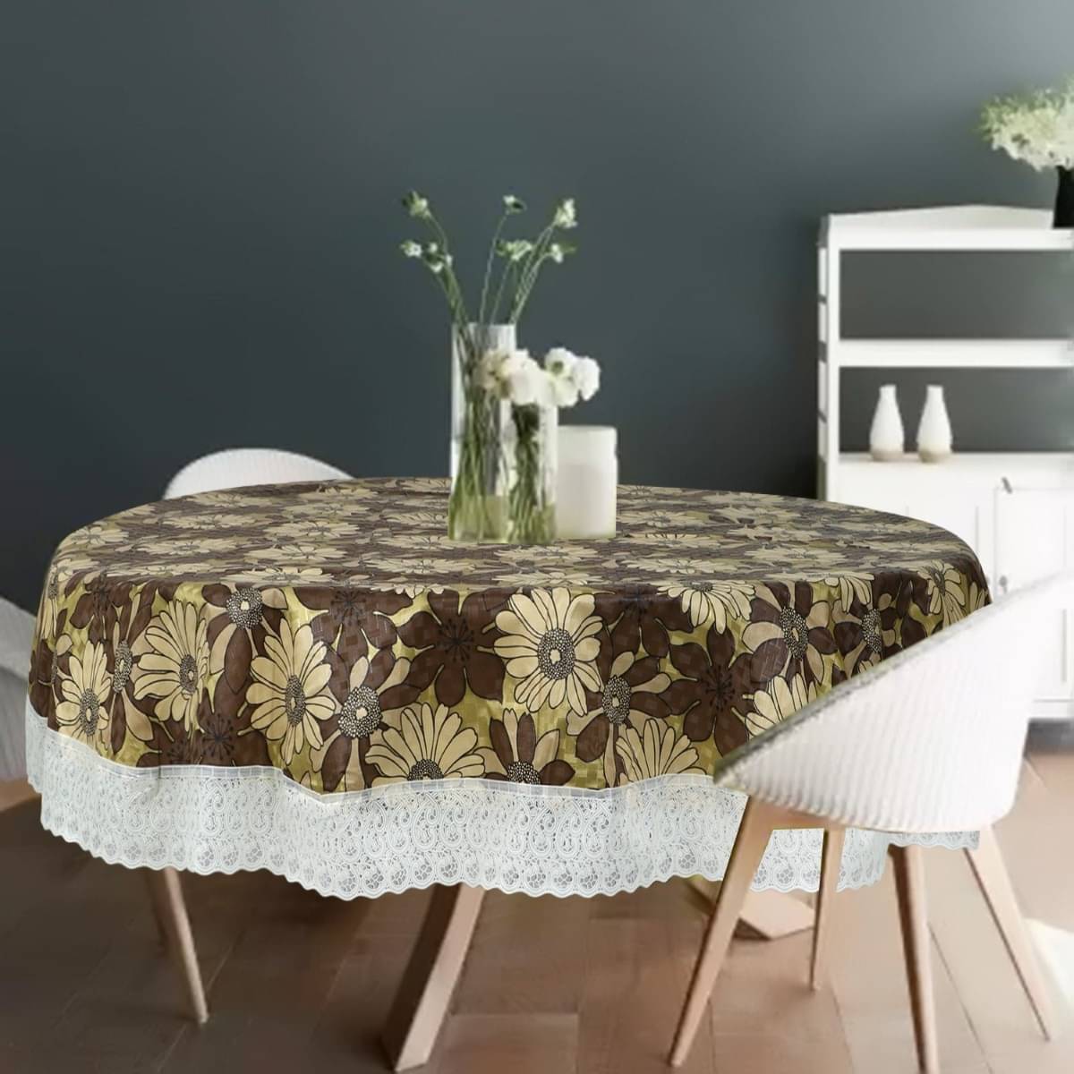 DPA Collection Printed PVC 4 Seater Round Table Cover ( 152 x 152 ) cm Pack of 1 Brown DPA Collection Printed PVC 4 Seater Round Table Cover ( 152 x 152 ) cm Pack of 1 Brown