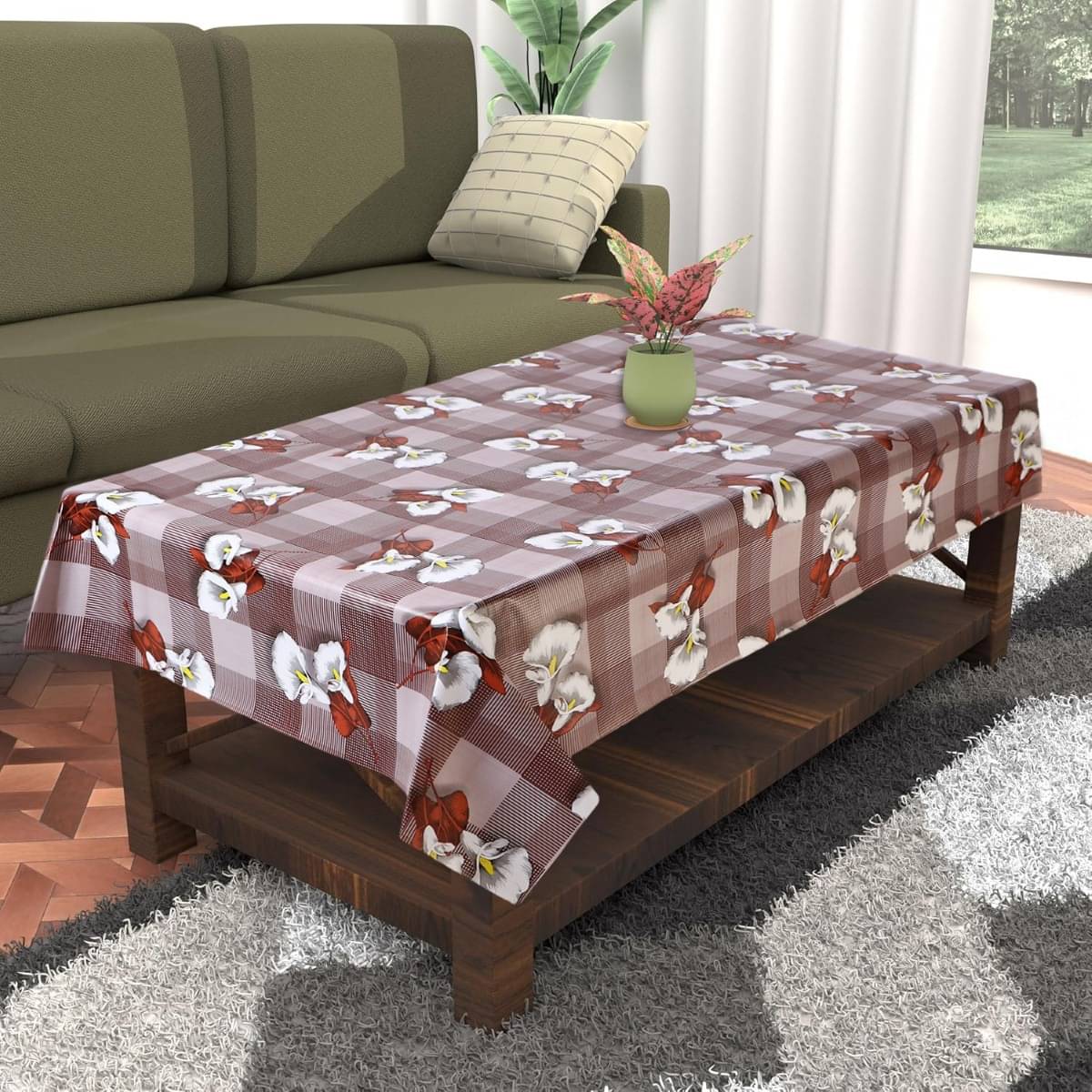     			DPA Collection Printed PVC 4 Seater Rectangle Table Cover ( 137 x 91 ) cm Pack of 1 Brown