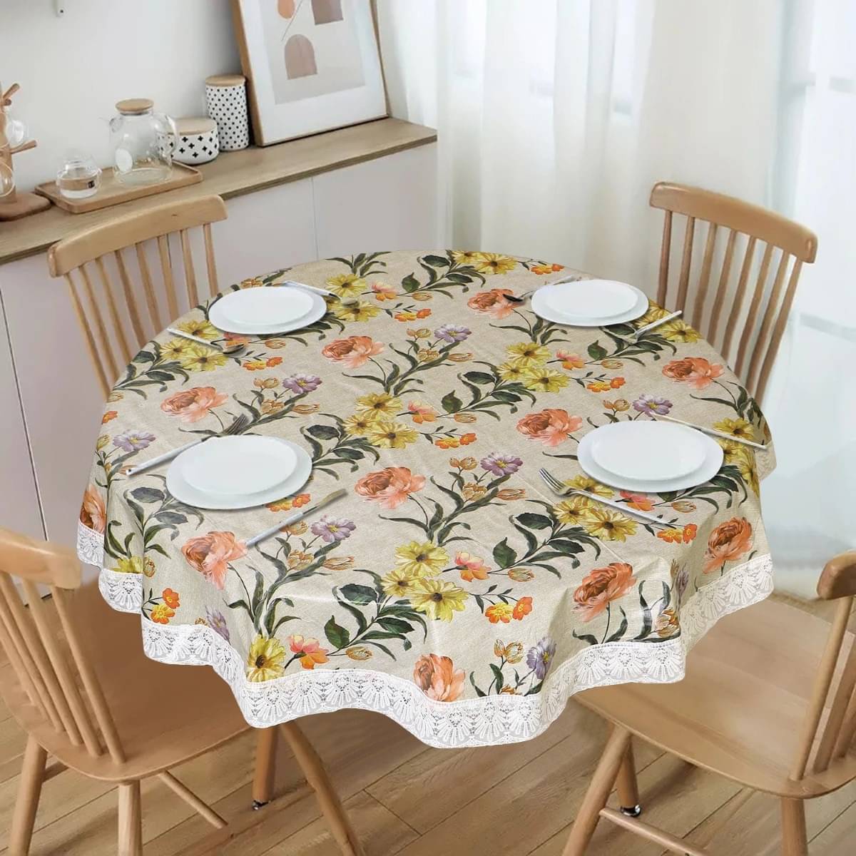 DPA Collection Printed PVC 4 Seater Round Table Cover ( 152 x 152 ) cm Pack of 1 Green DPA Collection Printed PVC 4 Seater Round Table Cover ( 152 x 152 ) cm Pack of 1 Green