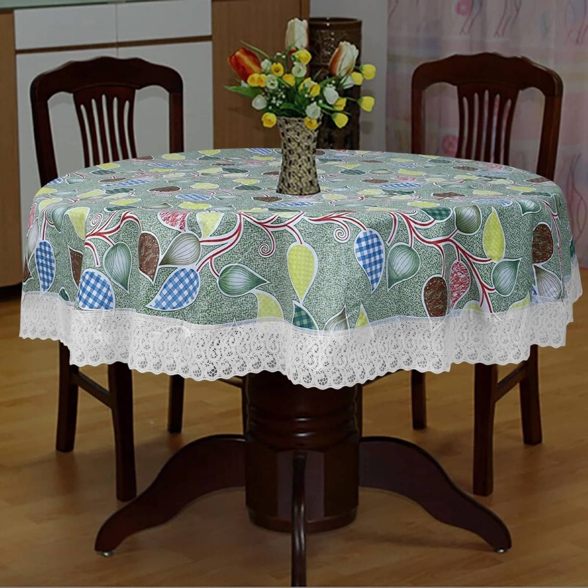DPA Collection Printed PVC 4 Seater Round Table Cover ( 152 x 152 ) cm Pack of 1 Green DPA Collection Printed PVC 4 Seater Round Table Cover ( 152 x 152 ) cm Pack of 1 Green