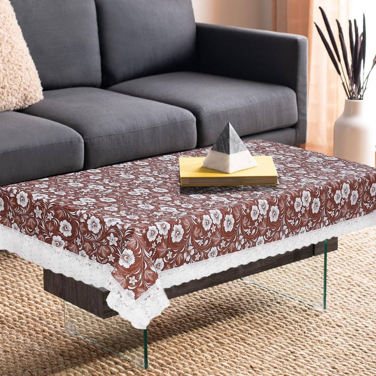     			DPA Collection Printed PVC 4 Seater Rectangle Table Cover ( 122 x 122 ) cm Pack of 1 Brown