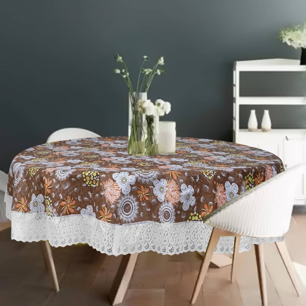     			DPA Collection Printed PVC 4 Seater Rectangle Table Cover ( 152 x 152 ) cm Pack of 1 Brown