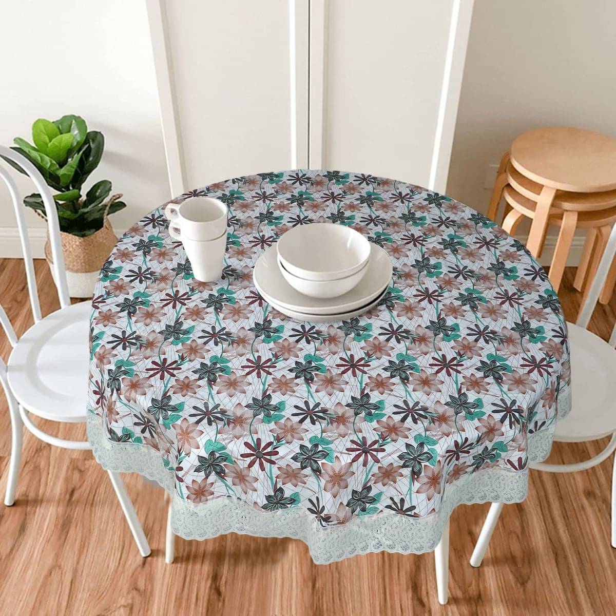 DPA Collection Printed PVC 4 Seater Round Table Cover ( 152 x 152 ) cm Pack of 1 Green DPA Collection Printed PVC 4 Seater Round Table Cover ( 152 x 152 ) cm Pack of 1 Green