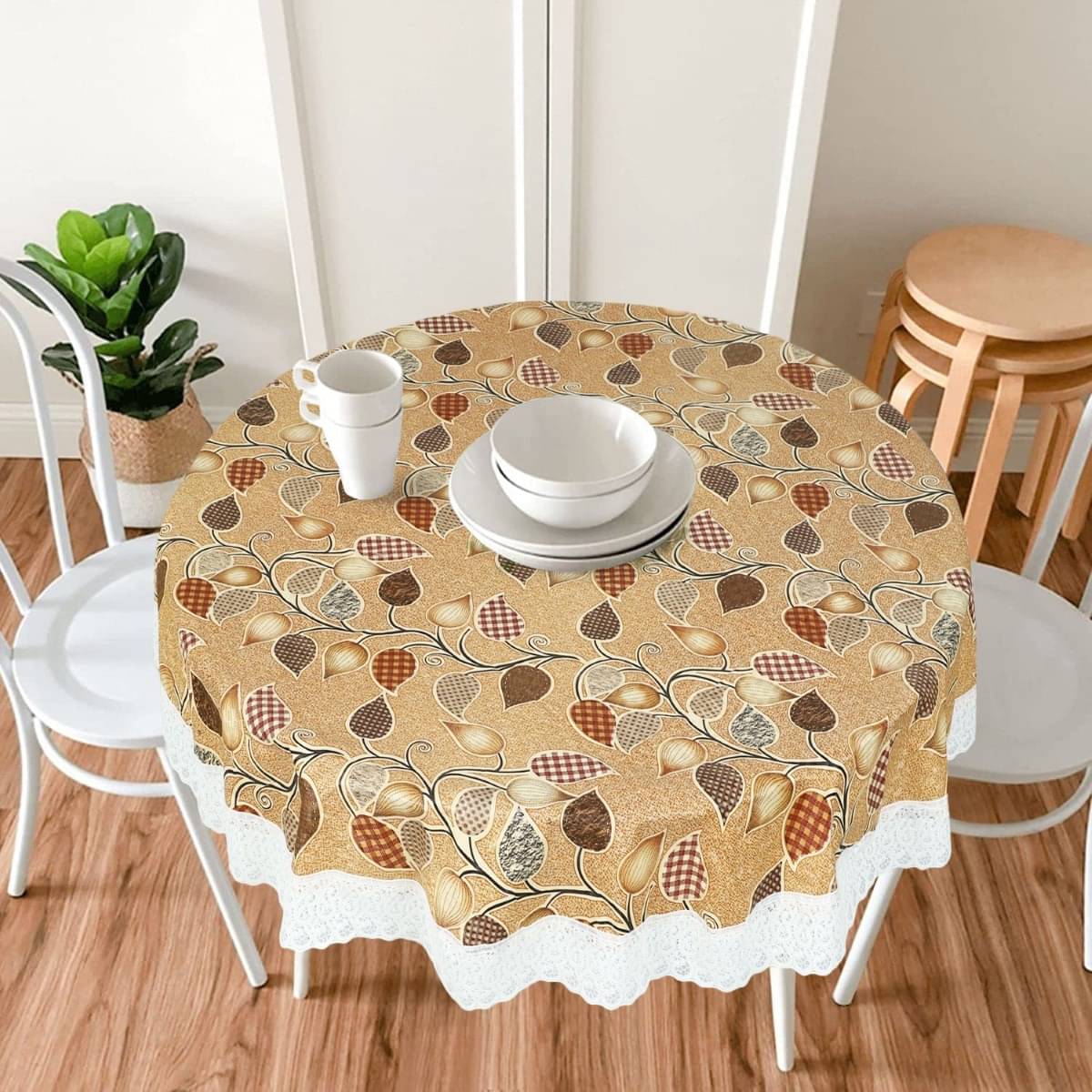 DPA Collection Printed PVC 4 Seater Round Table Cover ( 152 x 152 ) cm Pack of 1 Beige DPA Collection Printed PVC 4 Seater Round Table Cover ( 152 x 152 ) cm Pack of 1 Beige