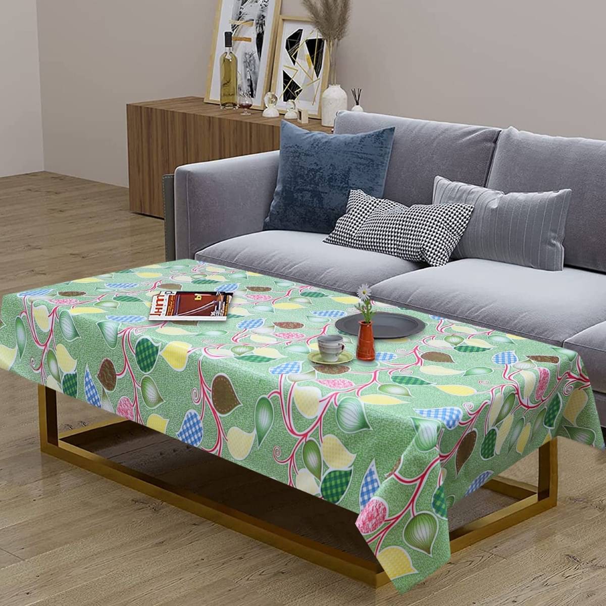     			DPA Collection Printed PVC 4 Seater Rectangle Table Cover ( 137 x 91 ) cm Pack of 1 Green