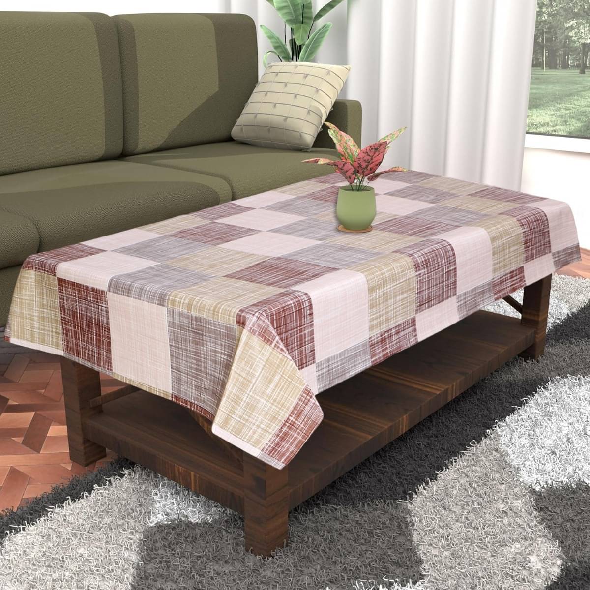     			DPA Collection Printed PVC 4 Seater Rectangle Table Cover ( 137 x 91 ) cm Pack of 1 Brown