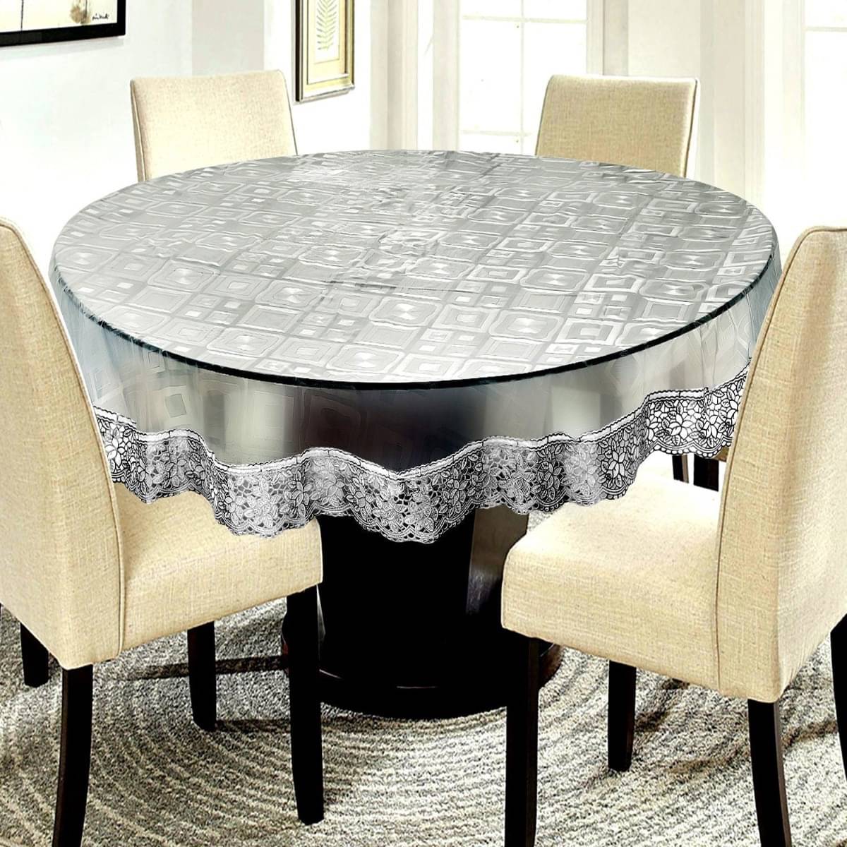 DPA Collection Printed PVC 4 Seater Rectangle Table Cover ( 152 x 102 ) cm Pack of 1 Silver DPA Collection Printed PVC 4 Seater Rectangle Table Cover ( 152 x 102 ) cm Pack of 1 Silver