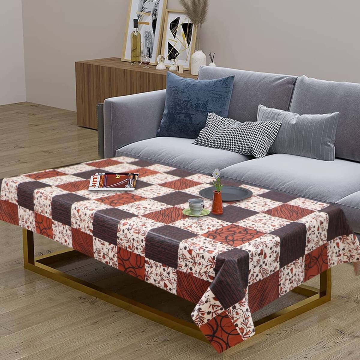     			DPA Collection Printed PVC 4 Seater Rectangle Table Cover ( 137 x 91 ) cm Pack of 1 Brown
