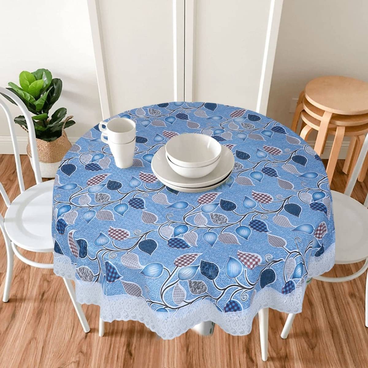 DPA Collection Printed PVC 4 Seater Round Table Cover ( 152 x 152 ) cm Pack of 1 Blue DPA Collection Printed PVC 4 Seater Round Table Cover ( 152 x 152 ) cm Pack of 1 Blue