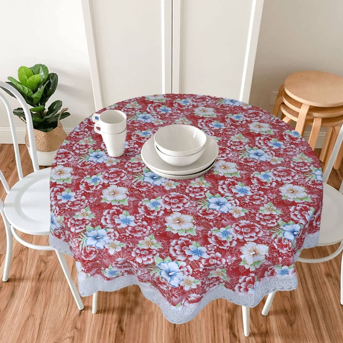 DPA Collection Printed PVC 4 Seater Round Table Cover ( 152 x 152 ) cm Pack of 1 Pink DPA Collection Printed PVC 4 Seater Round Table Cover ( 152 x 152 ) cm Pack of 1 Pink