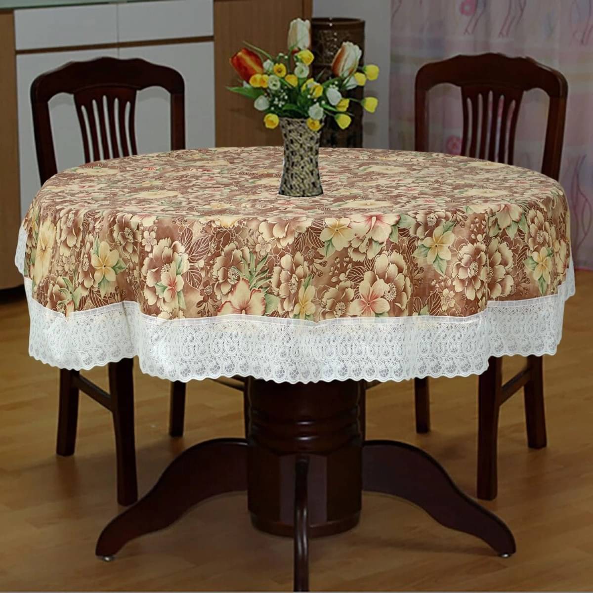 DPA Collection Printed PVC 4 Seater Round Table Cover ( 152 x 152 ) cm Pack of 1 Brown DPA Collection Printed PVC 4 Seater Round Table Cover ( 152 x 152 ) cm Pack of 1 Brown