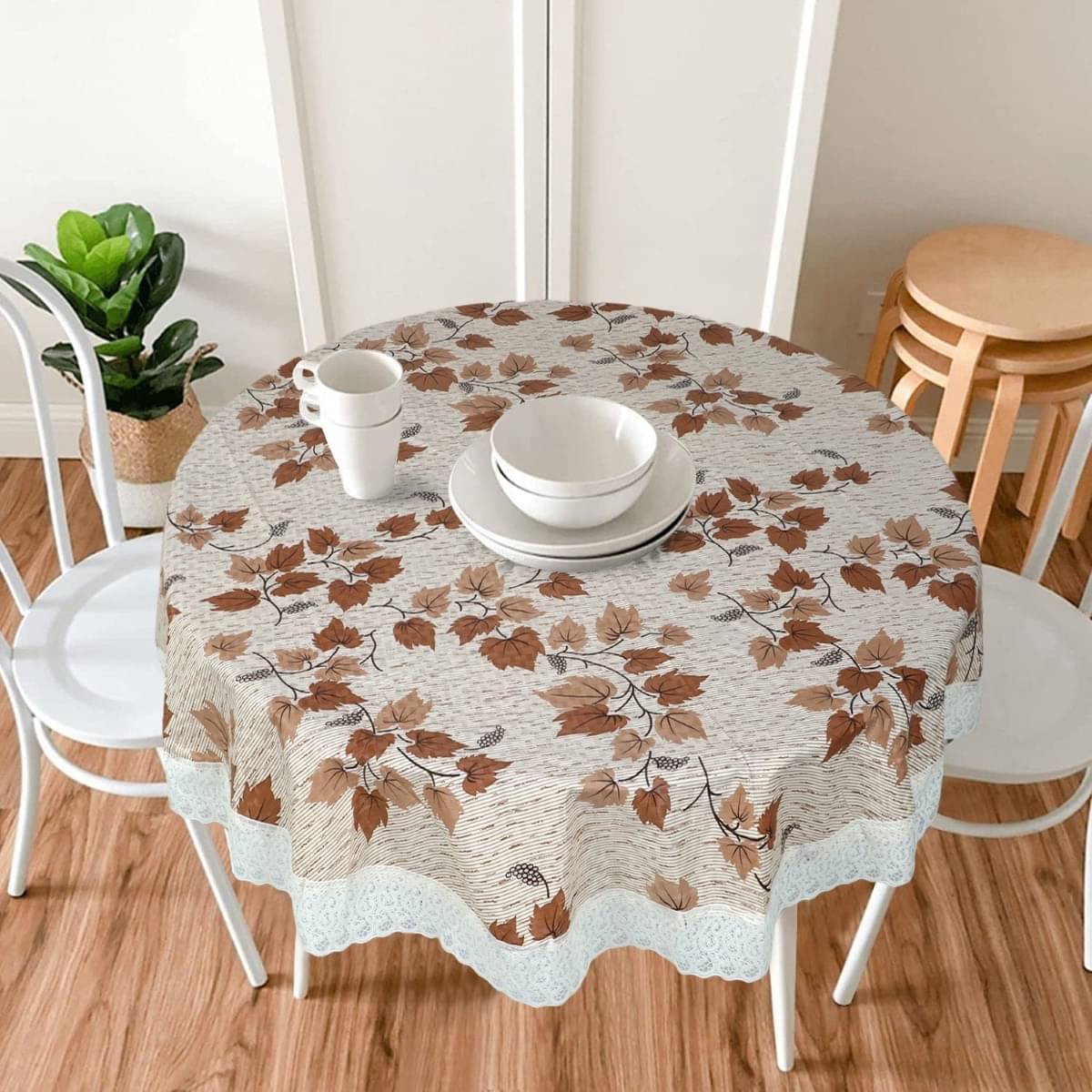     			DPA Collection Printed PVC 4 Seater Rectangle Table Cover ( 152 x 152 ) cm Pack of 1 Beige
