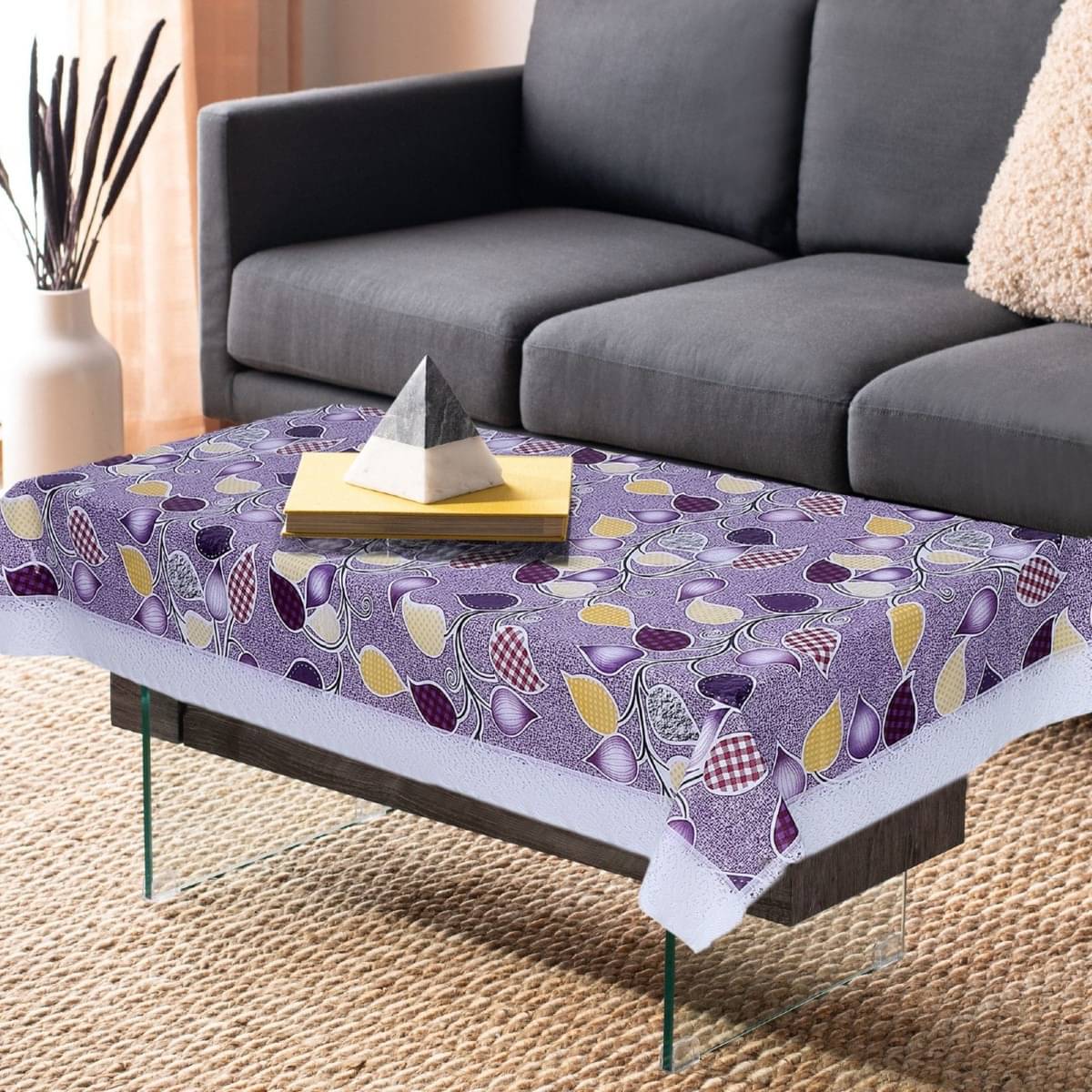     			DPA Collection Printed PVC 4 Seater Rectangle Table Cover ( 152 x 102 ) cm Pack of 1 Purple