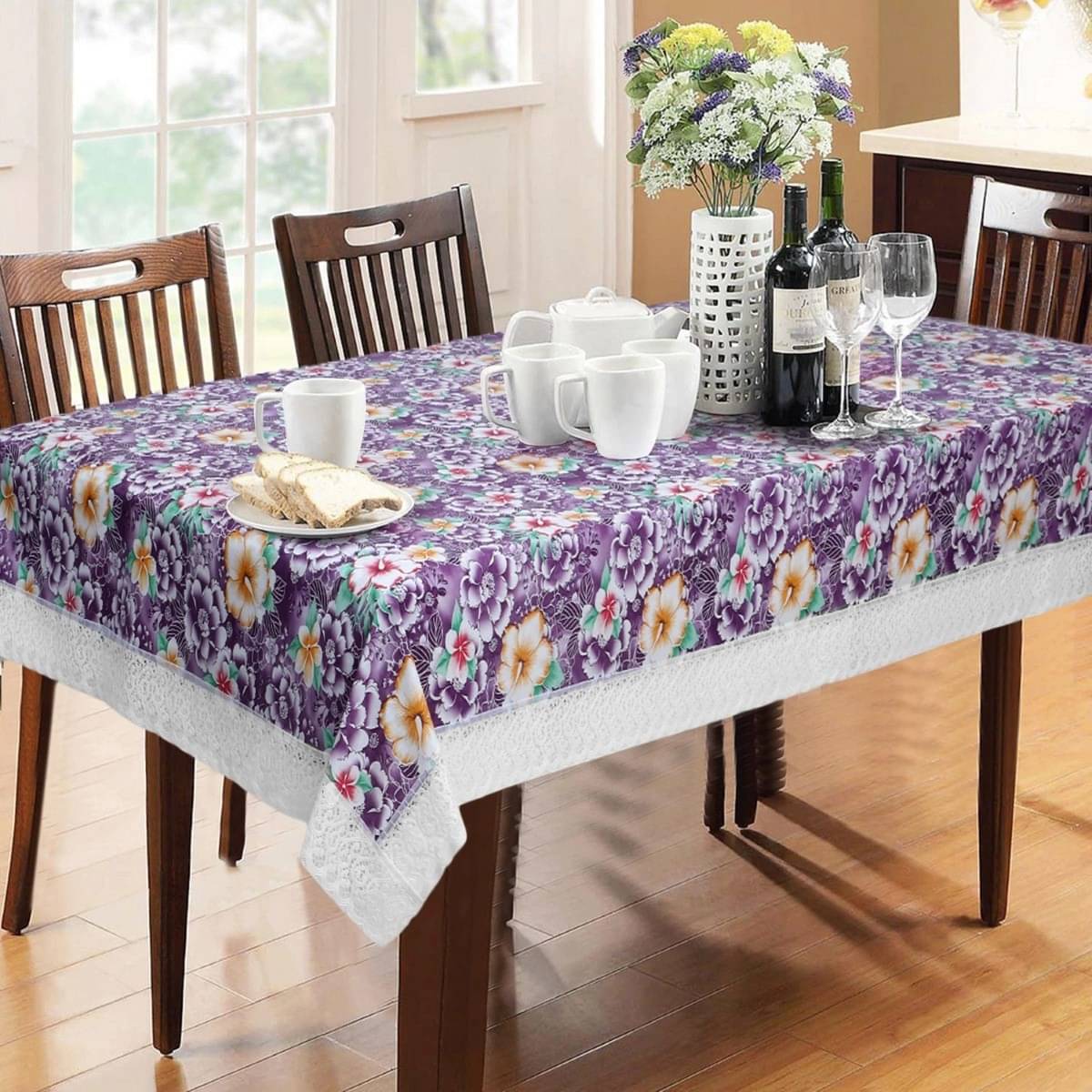     			DPA Collection Printed PVC 6 Seater Rectangle Table Cover ( 229 x 152 ) cm Pack of 1 Purple