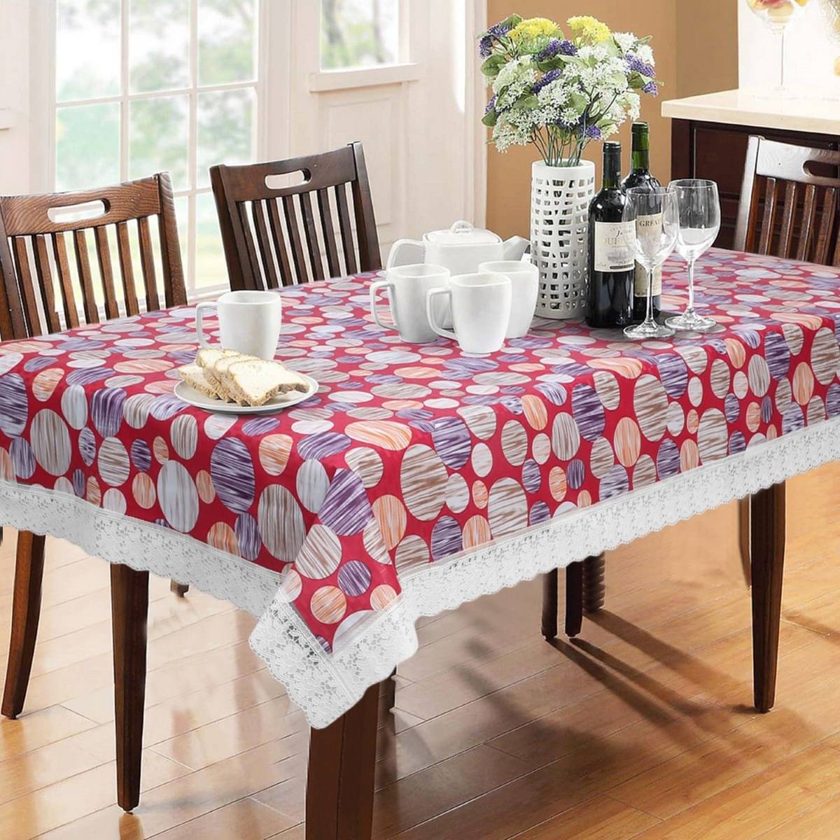     			DPA Collection Printed PVC 6 Seater Rectangle Table Cover ( 229 x 152 ) cm Pack of 1 Pink