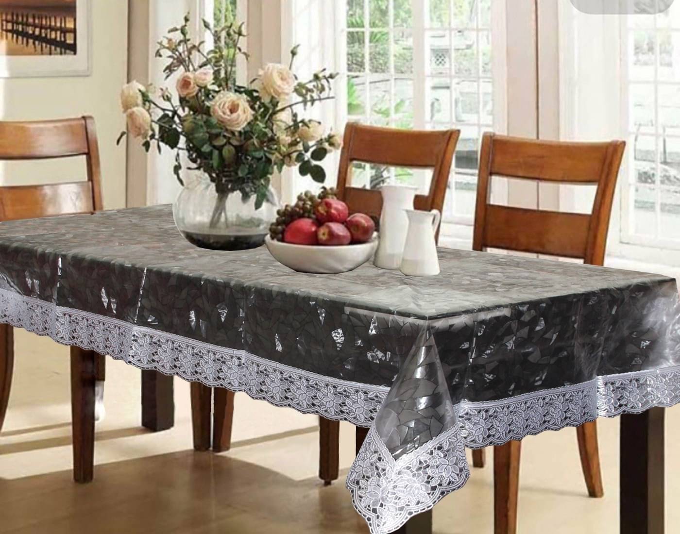 DPA Collection Printed PVC 6 Seater Rectangle Table Cover ( 229 x 152 ) cm Pack of 1 Silver DPA Collection Printed PVC 6 Seater Rectangle Table Cover ( 229 x 152 ) cm Pack of 1 Silver