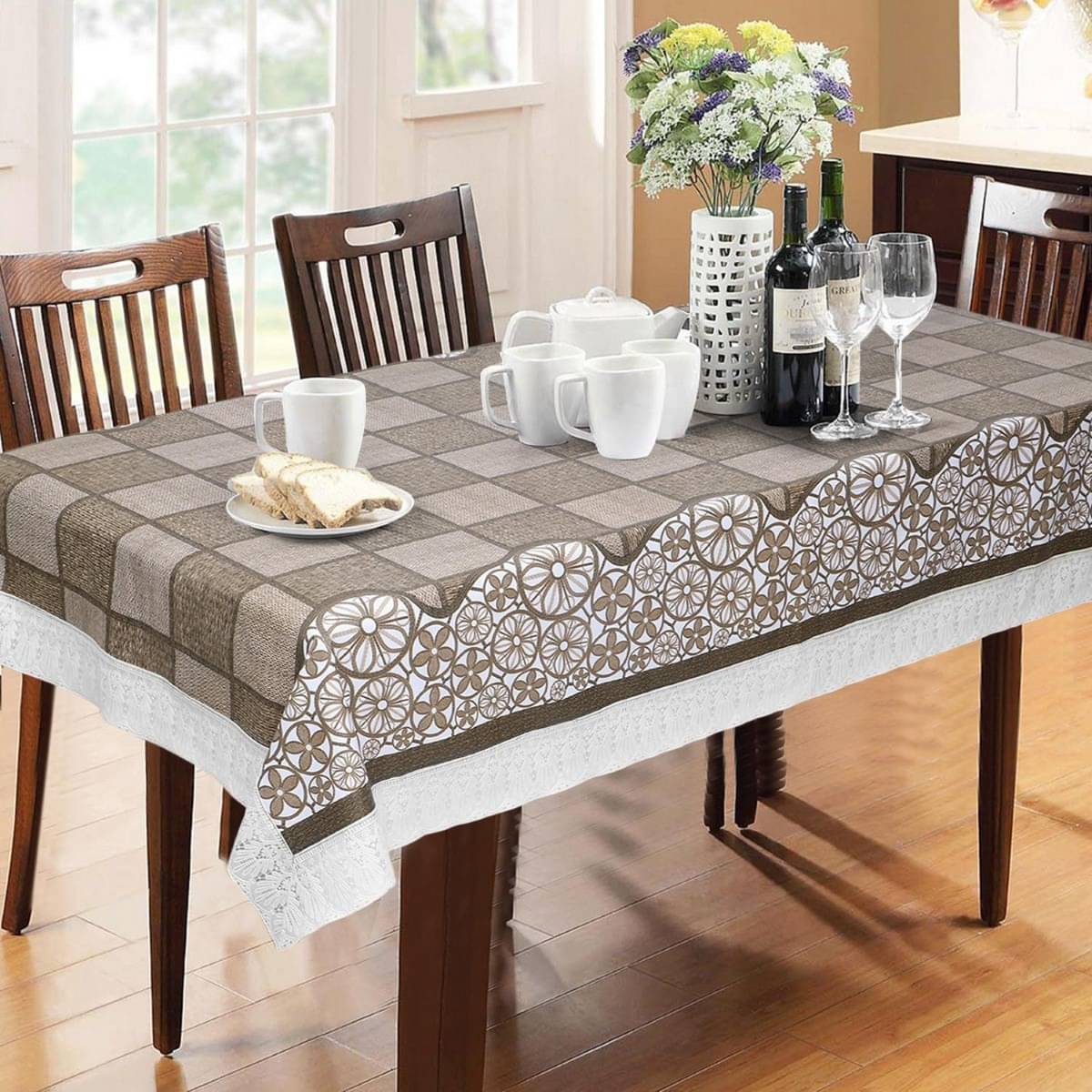 DPA Collection Printed PVC 6 Seater Rectangle Table Cover ( 229 x 152 ) cm Pack of 1 Brown DPA Collection Printed PVC 6 Seater Rectangle Table Cover ( 229 x 152 ) cm Pack of 1 Brown