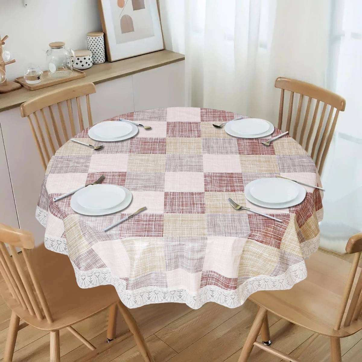 DPA Collection Printed PVC 6 Seater Round Table Cover ( 152 x 152 ) cm Pack of 1 Brown DPA Collection Printed PVC 6 Seater Round Table Cover ( 152 x 152 ) cm Pack of 1 Brown